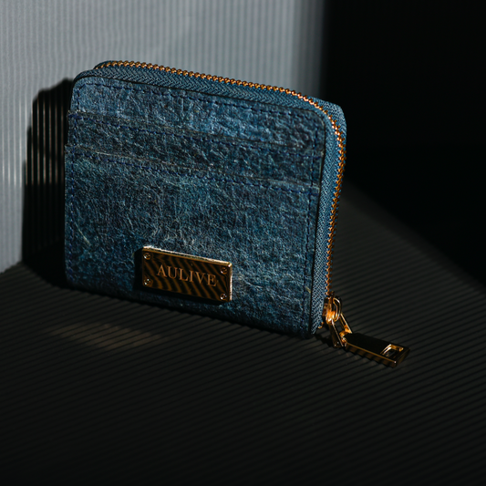June Coco Minimal Wallet with Cork Lining - Ocean Blue